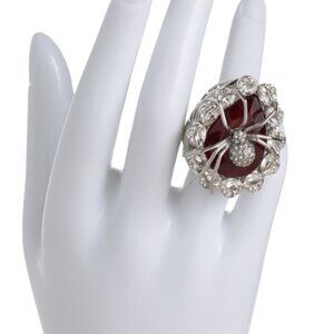 NWT Size 7 Betsey Johnson Silver and Red Spider Ring